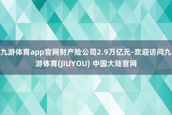 九游体育app官网财产险公司2.9万亿元-欢迎访问九游体育(JIUYOU) 中国大陆官网