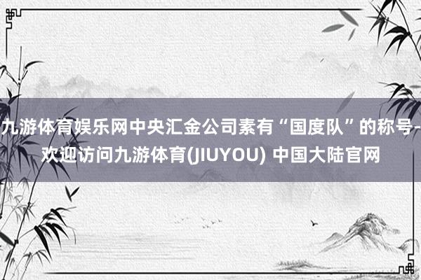 九游体育娱乐网中央汇金公司素有“国度队”的称号-欢迎访问九游体育(JIUYOU) 中国大陆官网