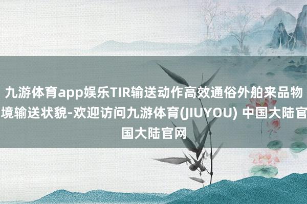 九游体育app娱乐TIR输送动作高效通俗外舶来品物过境输送状貌-欢迎访问九游体育(JIUYOU) 中国大陆官网